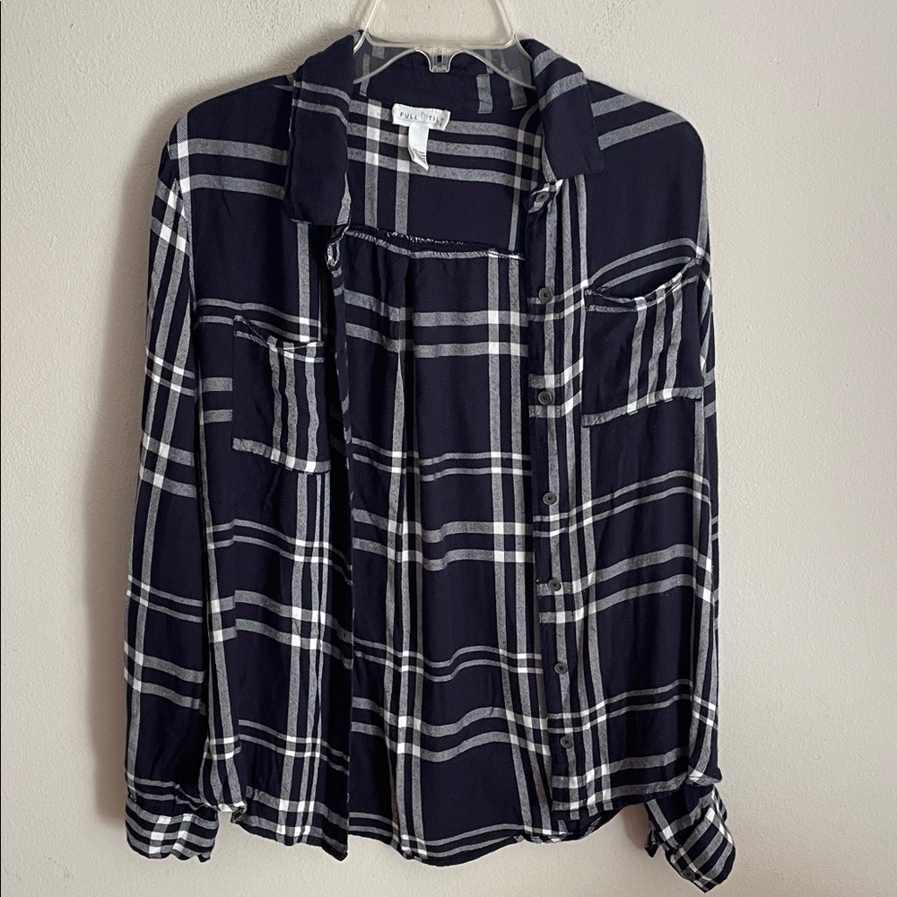 Full Tilt Black and White Plaid Button Down Shirt